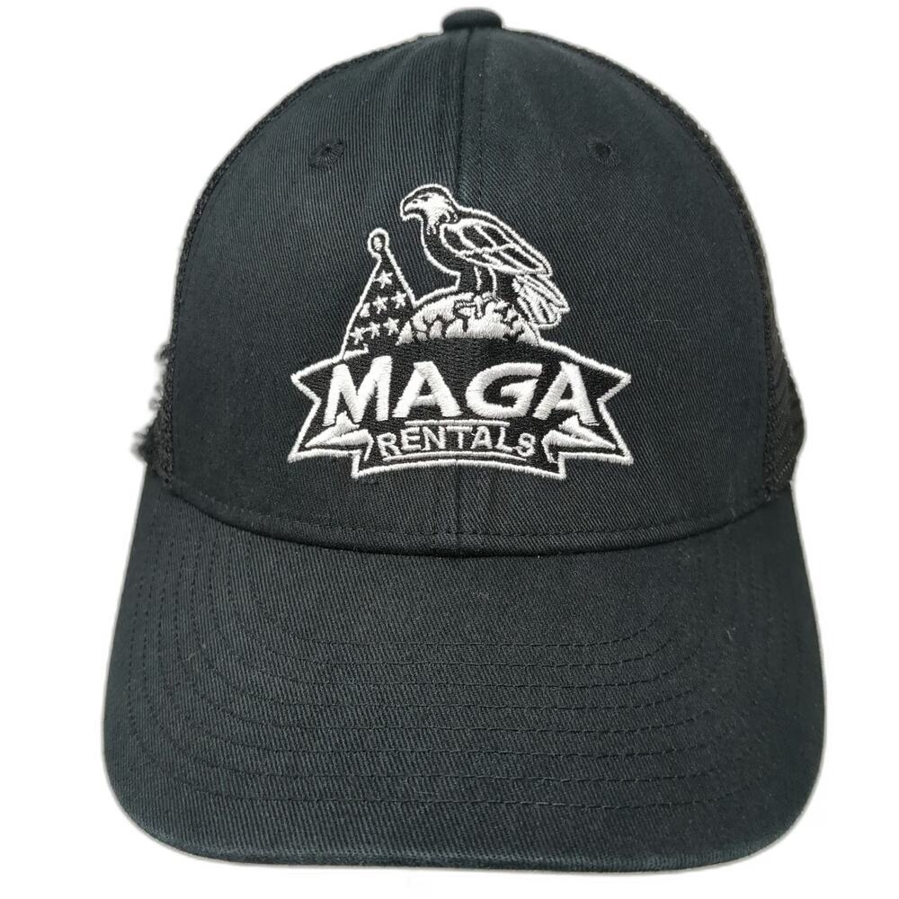 Champro Trucker Hat Black One Size Mesh Back Snapback MAGA Rentals Low Profile